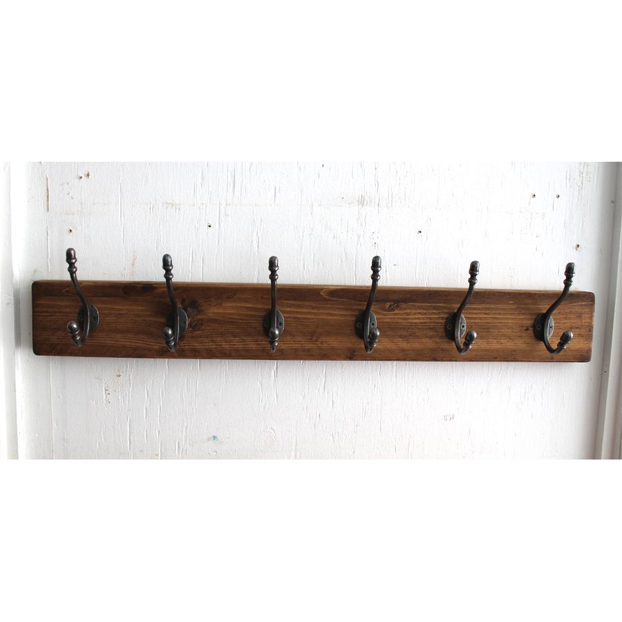 Vintage Wooden Coat Rack Antique Cast Iron Hook Reclaimed Handmade Coat