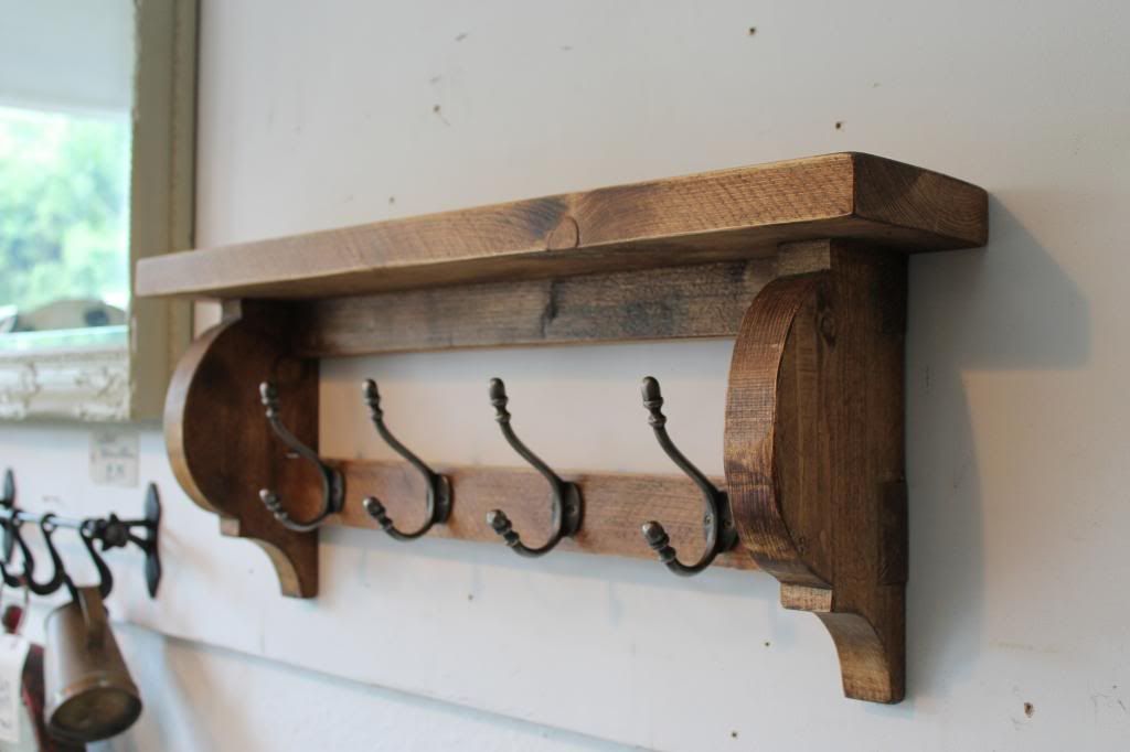Vintage Style Coat Hook Rack With Shelf Various Sizes Reclaimed Pine