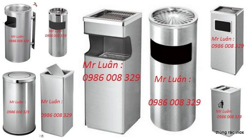 Bán thùng rác inox, thùng rác gạt tàn, cột chắn inox, thùng rác đá, thùng rác văn phòng