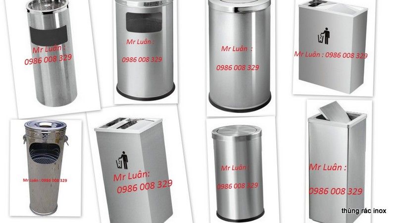 Bán thùng rác inox, thùng rác gạt tàn, cột chắn inox, thùng rác đá, thùng rác văn phòng